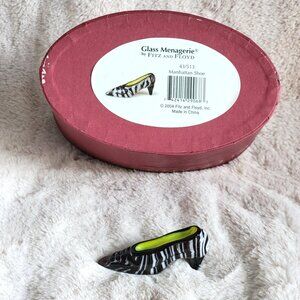 VTG 2004 FITZ AND FLOYD GLASS MENAGERIE MANHATTAN SHOE GLASS Zebra Stripe